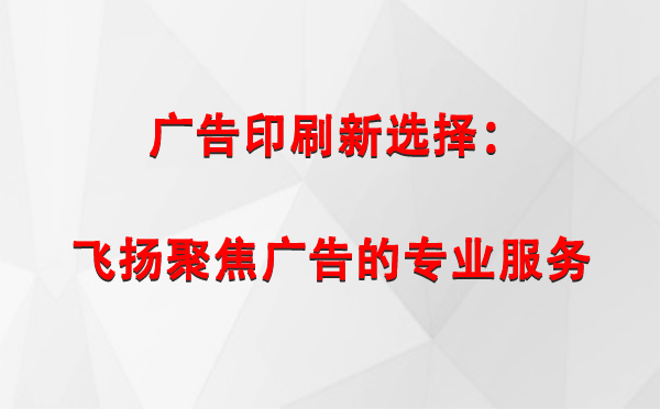 金川广告印刷新选择：飞扬聚焦广告的专业服务